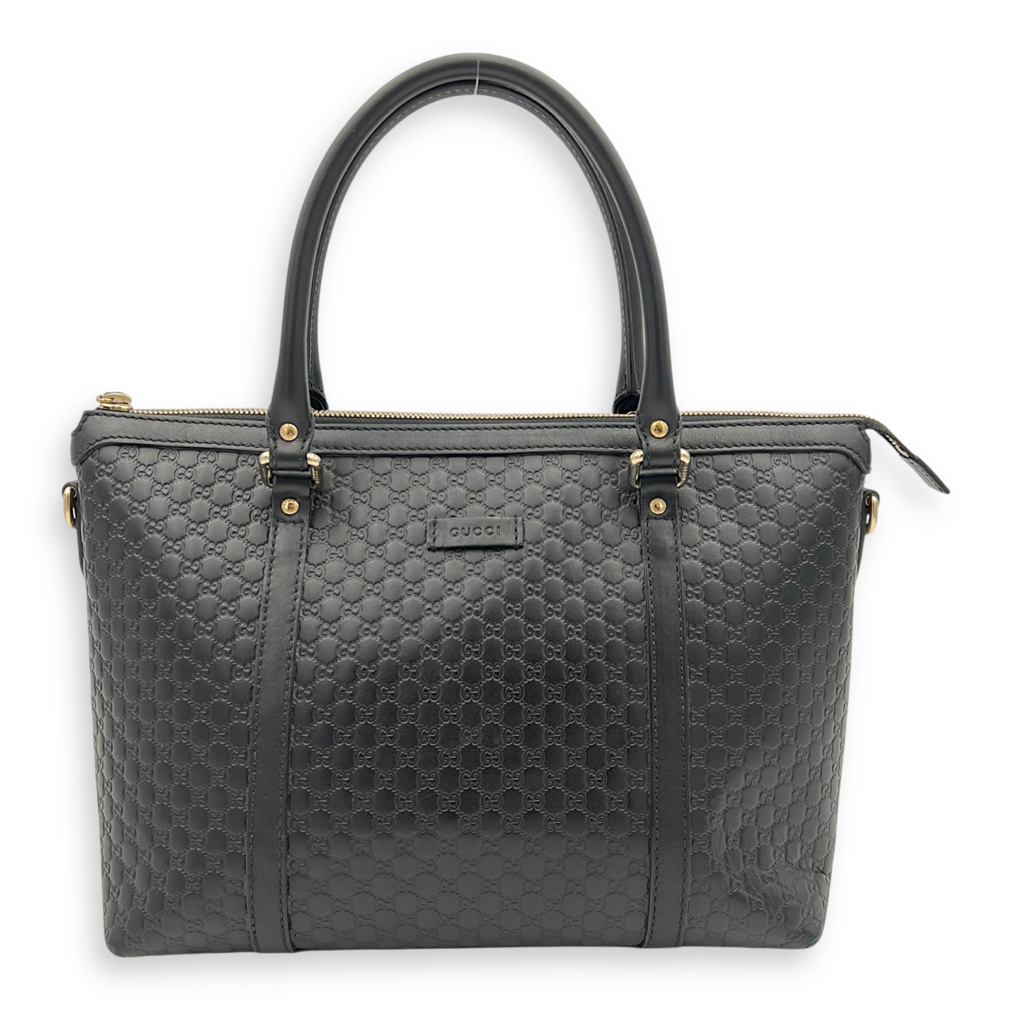 Gucci GG Tote Bag Black in Guccissima Leather, Gold hardware_10