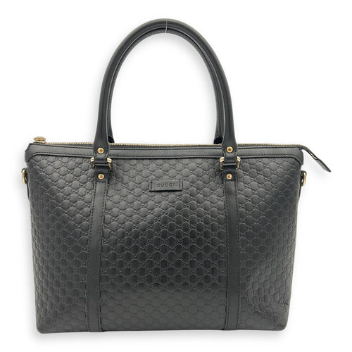 Gucci GG Tote Bag Black in Guccissima Leather, Gold hardware_10
