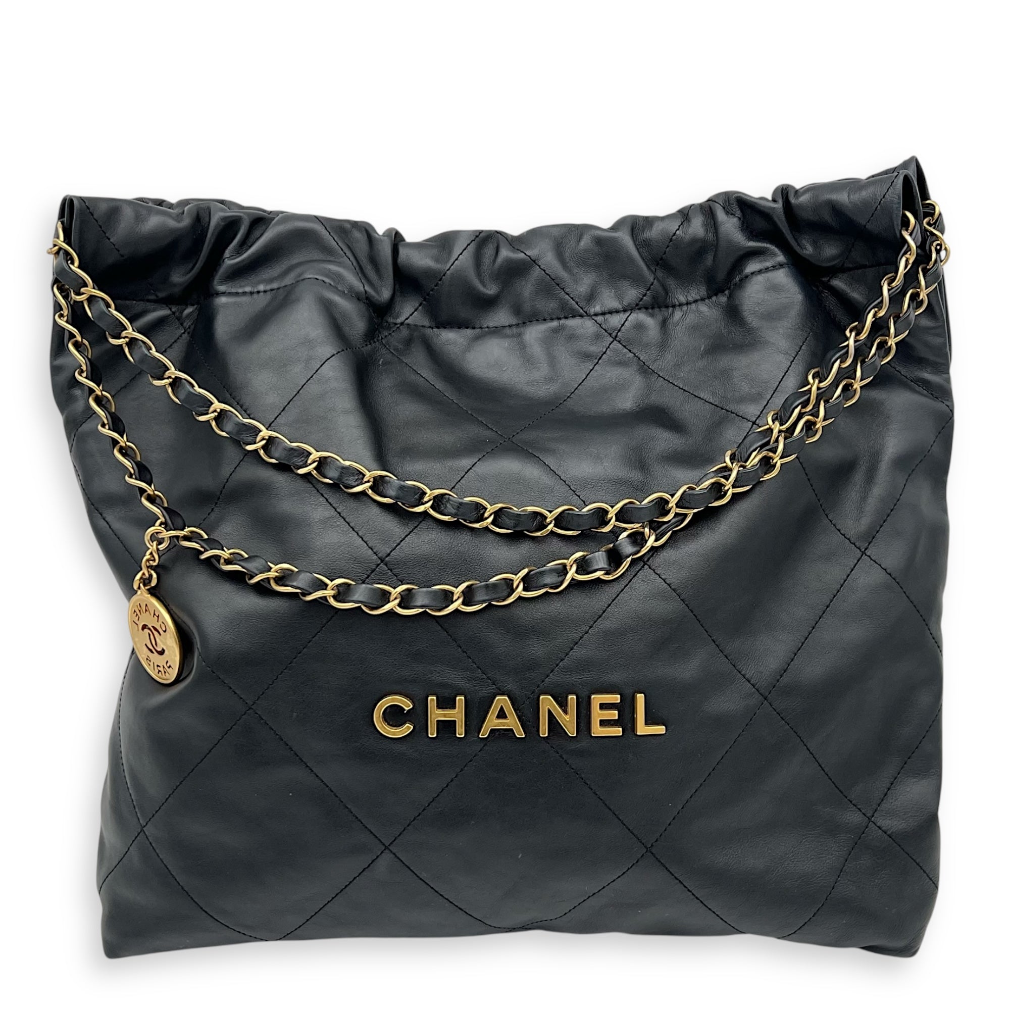 Chanel 22 Tote Shoulder Bag Black in Calfskin, Gold hardware_1
