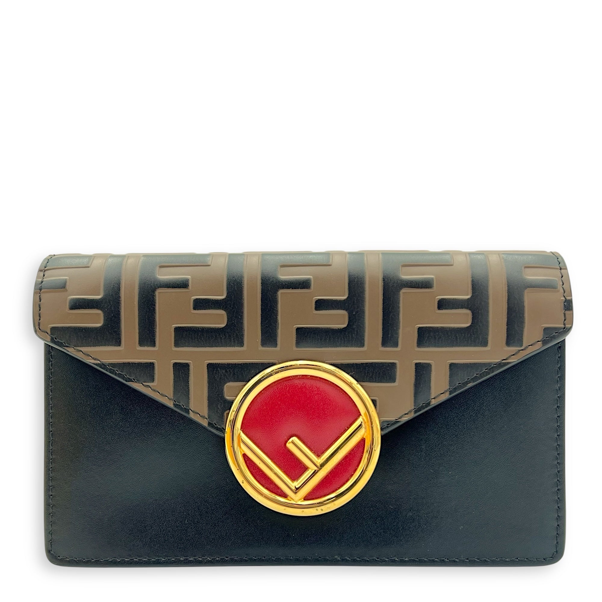 Fendi Zucca Wallet On Chain Multi-colour in Calfskin, Gold hardware_1