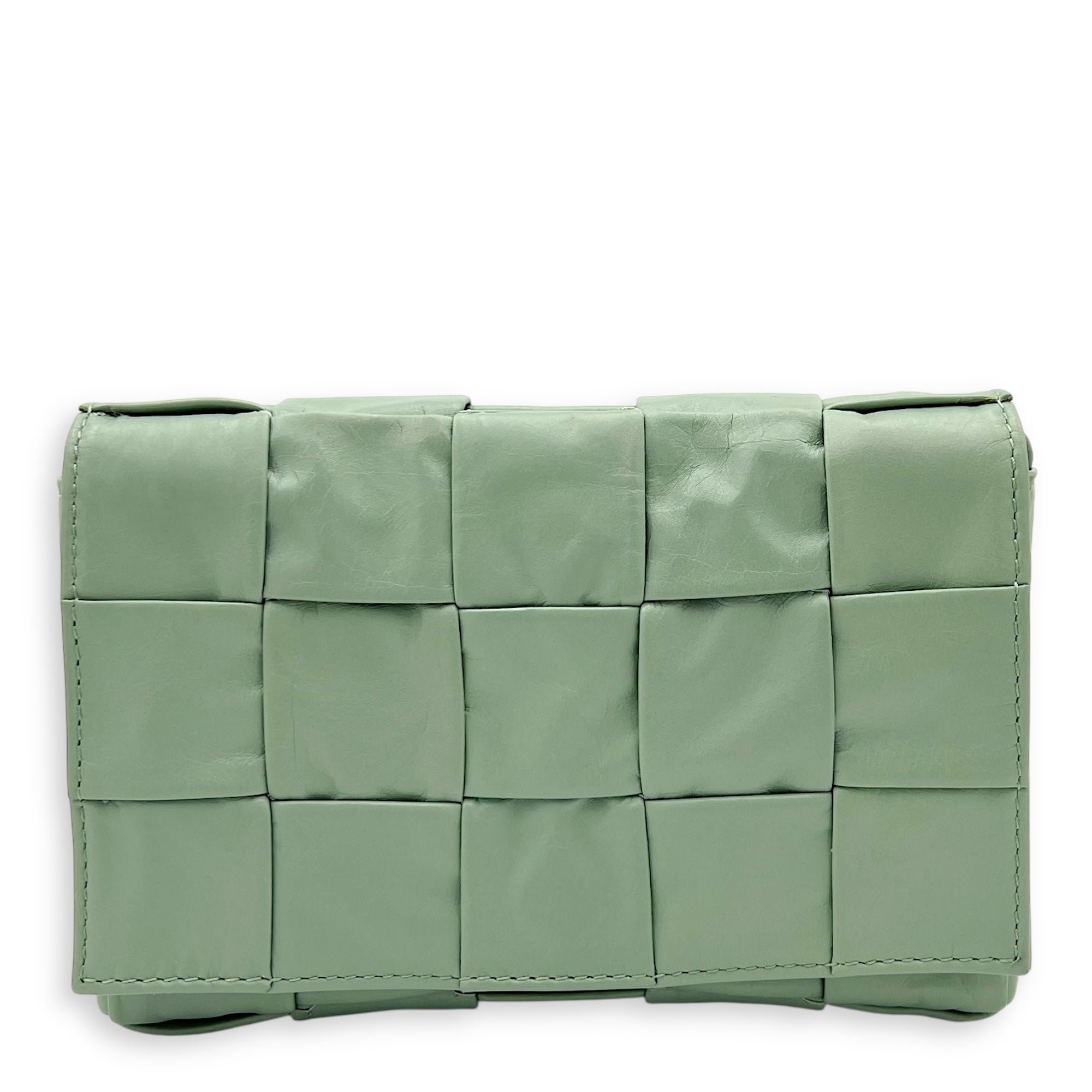 Bottega Veneta Cassette Crossbody Bag Green in Calfskin_1