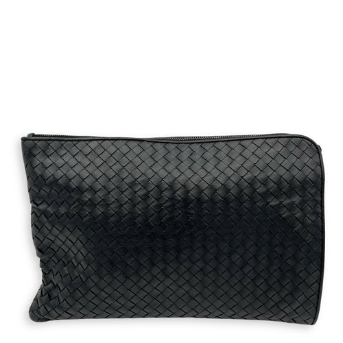 Bottega Veneta Intrecciato Pouch Black in Lambskin, Silver hardware_1