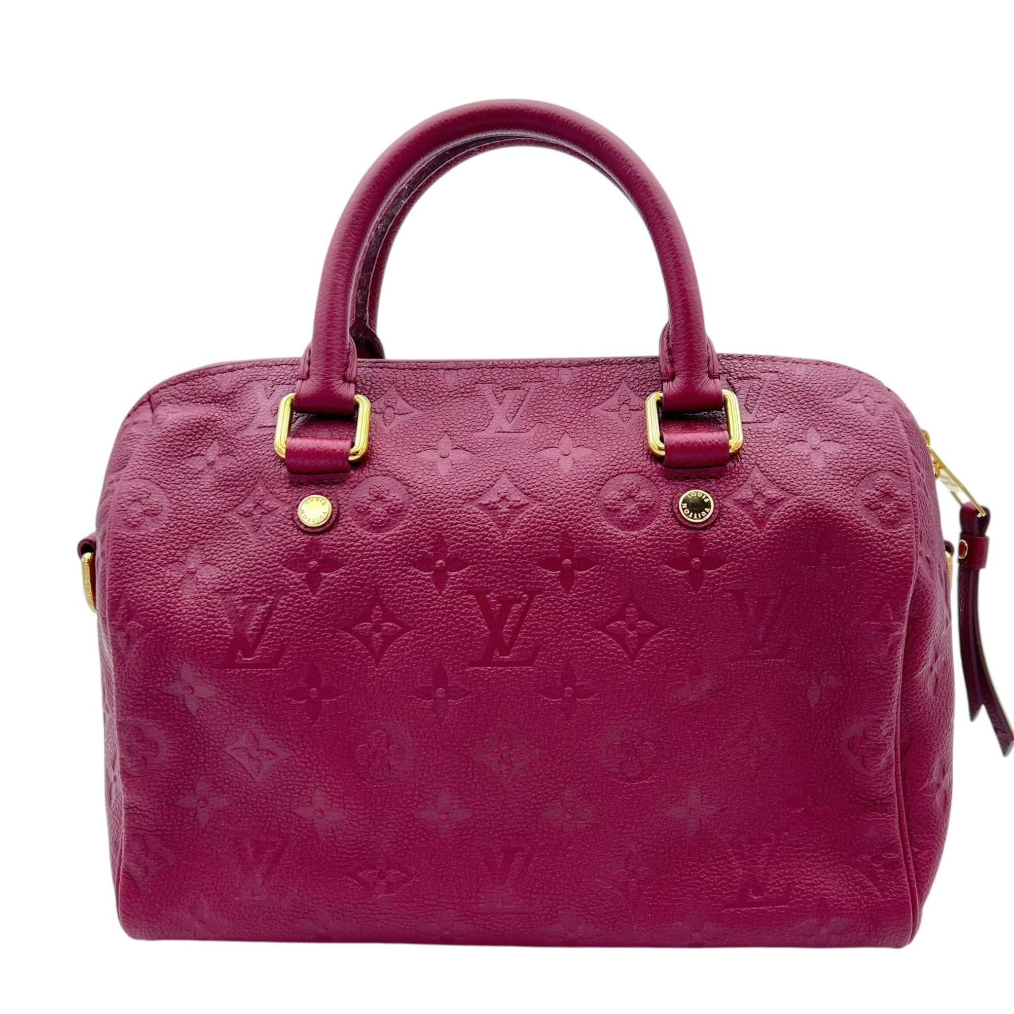 Louis Vuitton Speedy Bandouliere Top Handle Bag Red in Monogram Empreinte Leather, Gold hardware_1