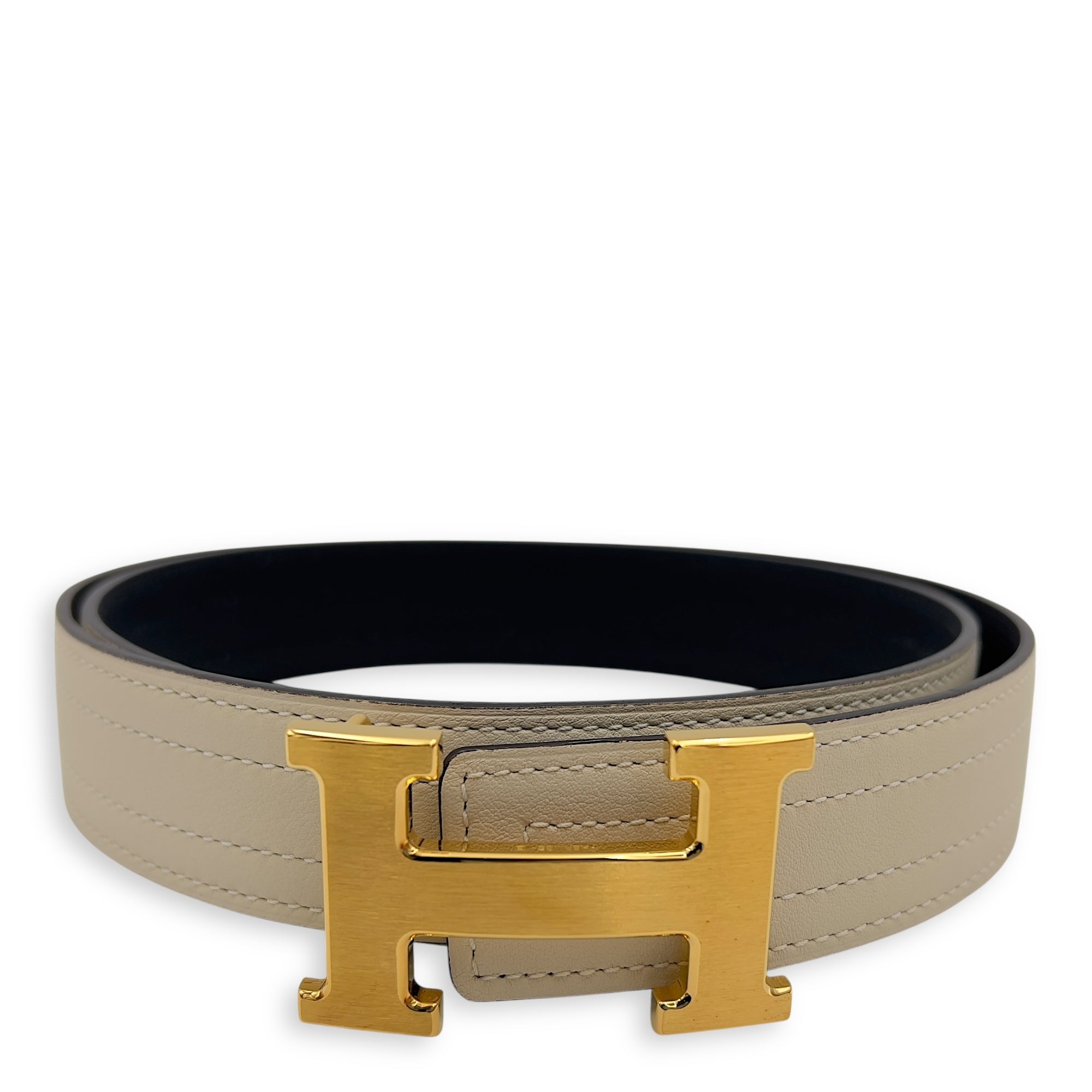 Hermès H buckle Reversible White in Calfskin, Gold hardware_1