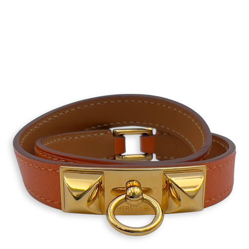 Hermès Rivale Double Tour Orange in Calfskin, Gold hardware_1