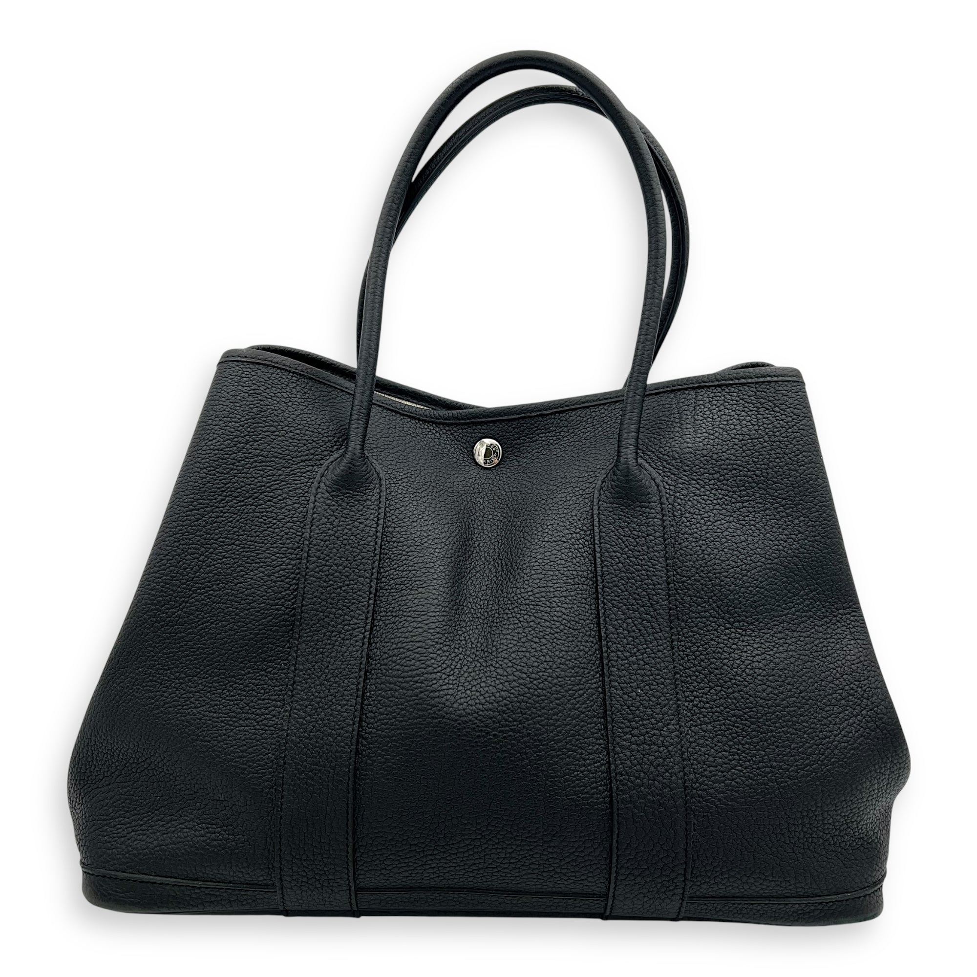 Hermès Garden Party 36 Black Top Handle Bag in Clemence, Silver hardware_1