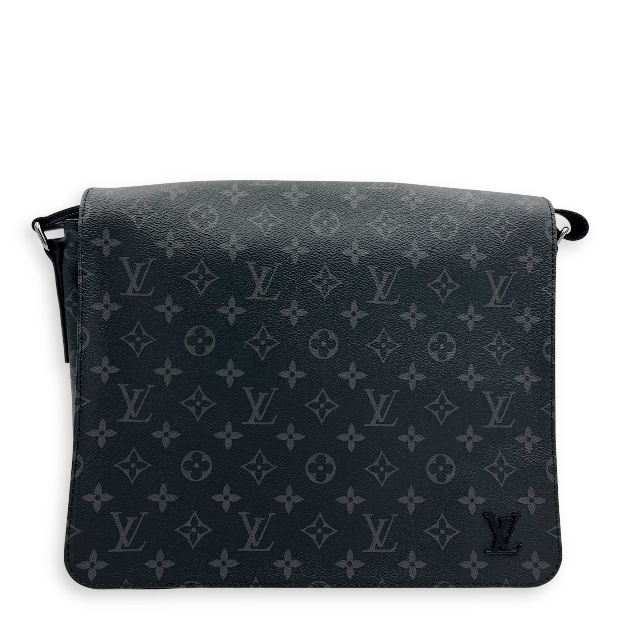 Louis Vuitton Logo Black Messenger in Monogram Coated Canvas, Silver hardware_1