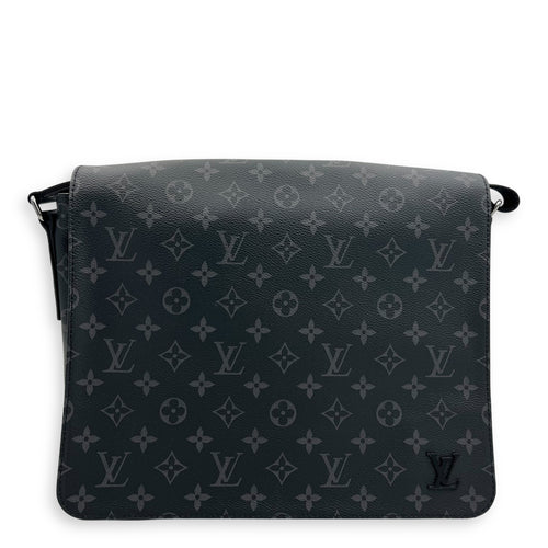 Louis Vuitton Logo Black Messenger in Monogram Coated Canvas, Silver hardware_1