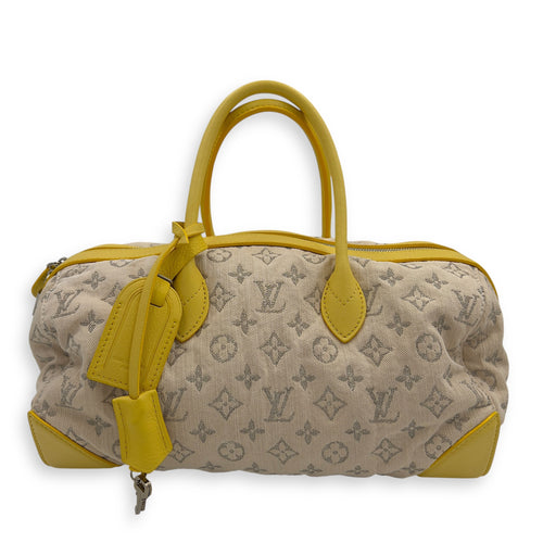 Louis Vuitton Speedy Round Beige Shoulder Bag in Denim, Gold hardware_1