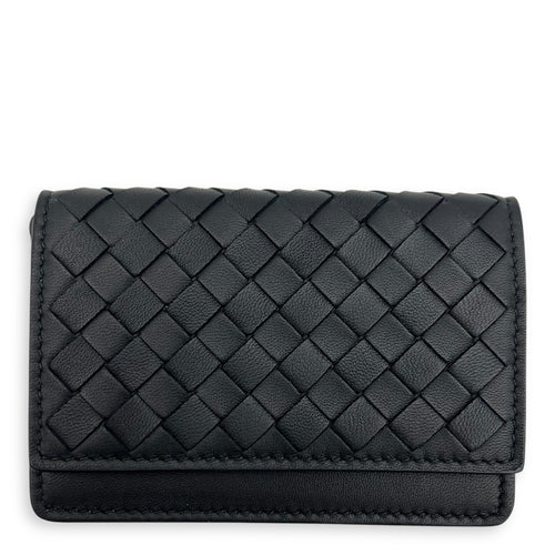 Bottega Veneta Intrecciato Black Card Holder in Calfskin_1