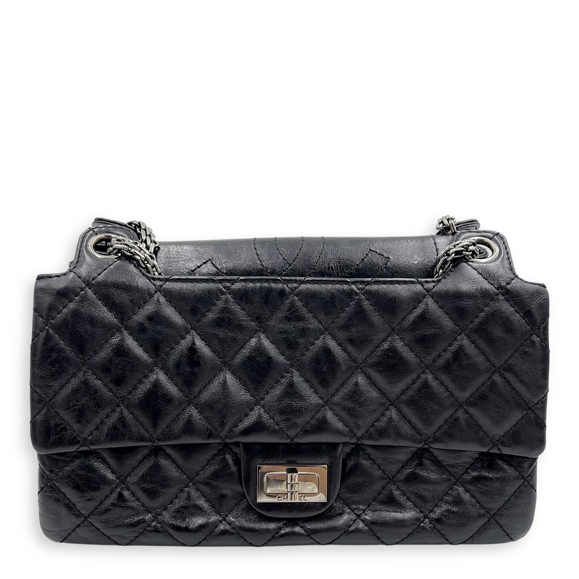 Chanel Double Vintage 2.55 Black Shoulder Bag in Calfskin, Ruthenium hardware_1