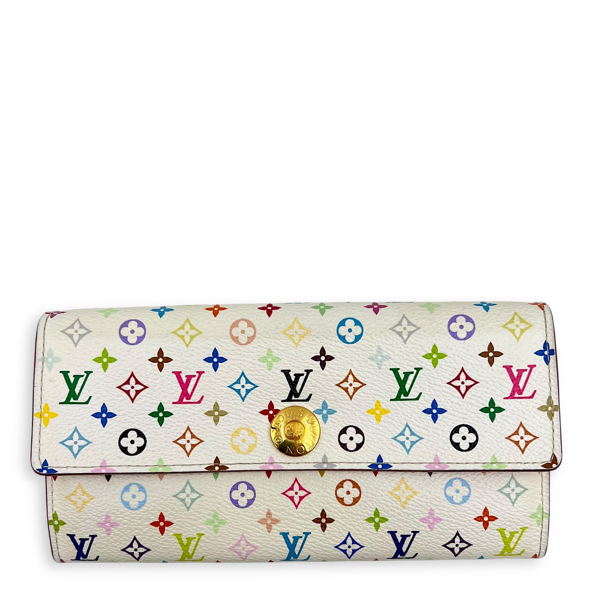 Louis Vuitton Sarah Multi-colour Wallet in Coated Canvas, Gold hardware_1