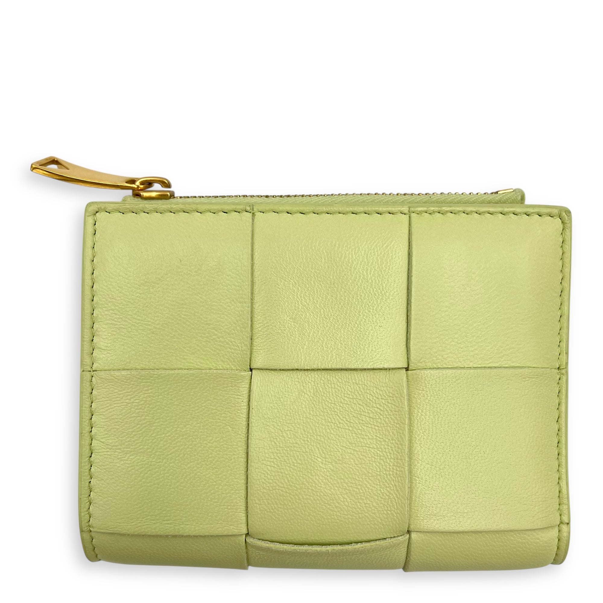 Bottega Veneta Cassette Yellow Wallet in Lambskin, Gold hardware_1