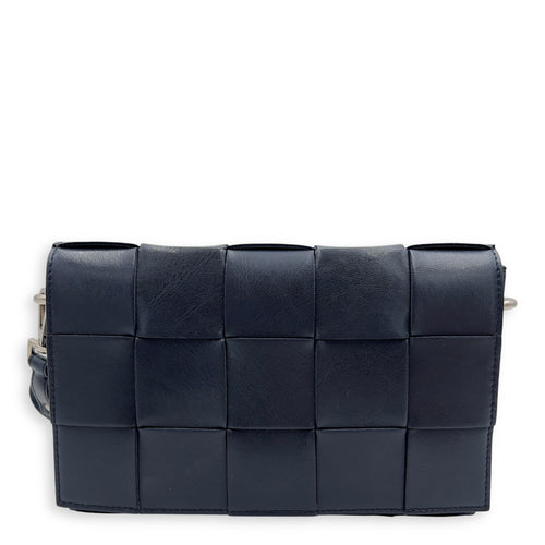 Bottega Veneta Cassette Blue Crossbody Bag in Calfskin, Silver hardware_1