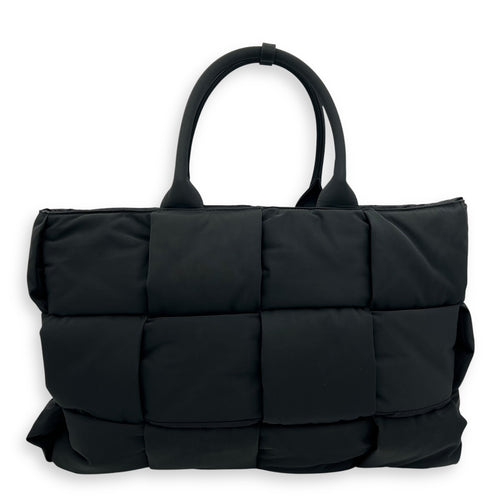 Bottega Veneta Arco Black Tote Bag in Nylon, Gold hardware_1