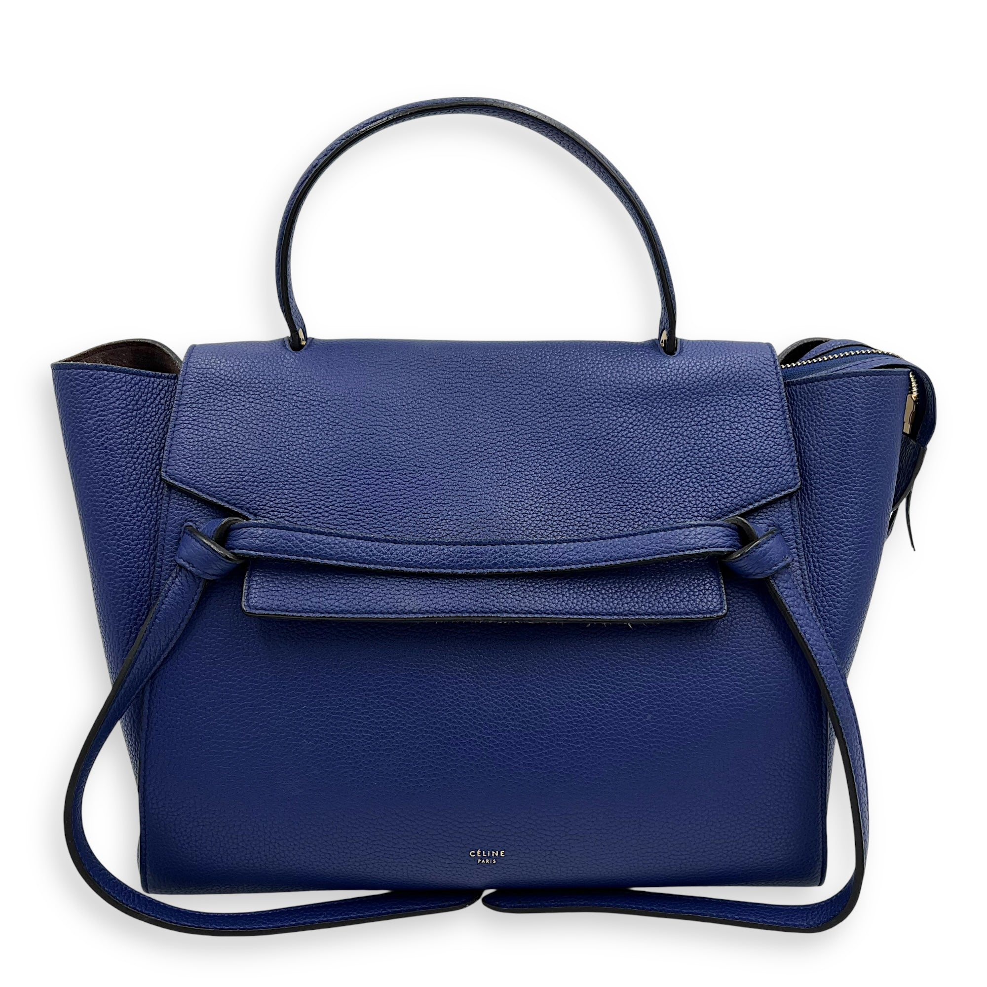 Celine Belt Bag Top Handle Bag Blue in Calfskin, Gold hardware_1