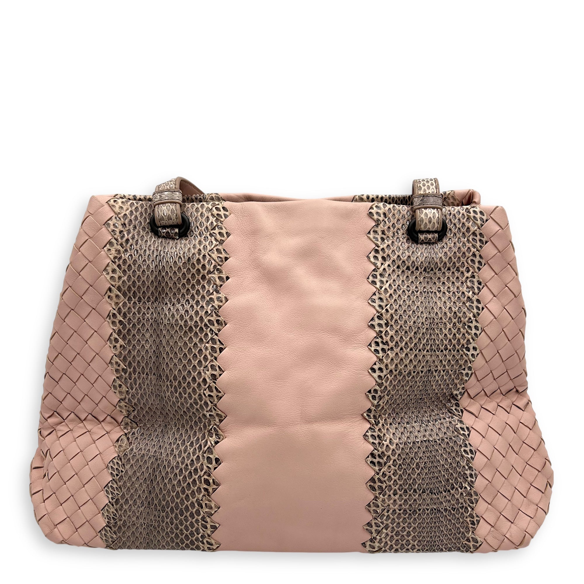 Bottega Veneta Intrecciato Top Handle Bag Pink in Lambskin, Gunmetal hardware_1