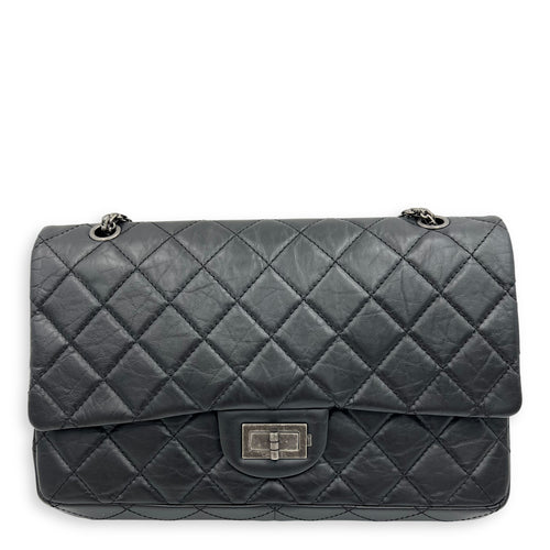 Chanel 2.55 Shoulder Bag Black in Calfskin, Ruthenium hardware_1