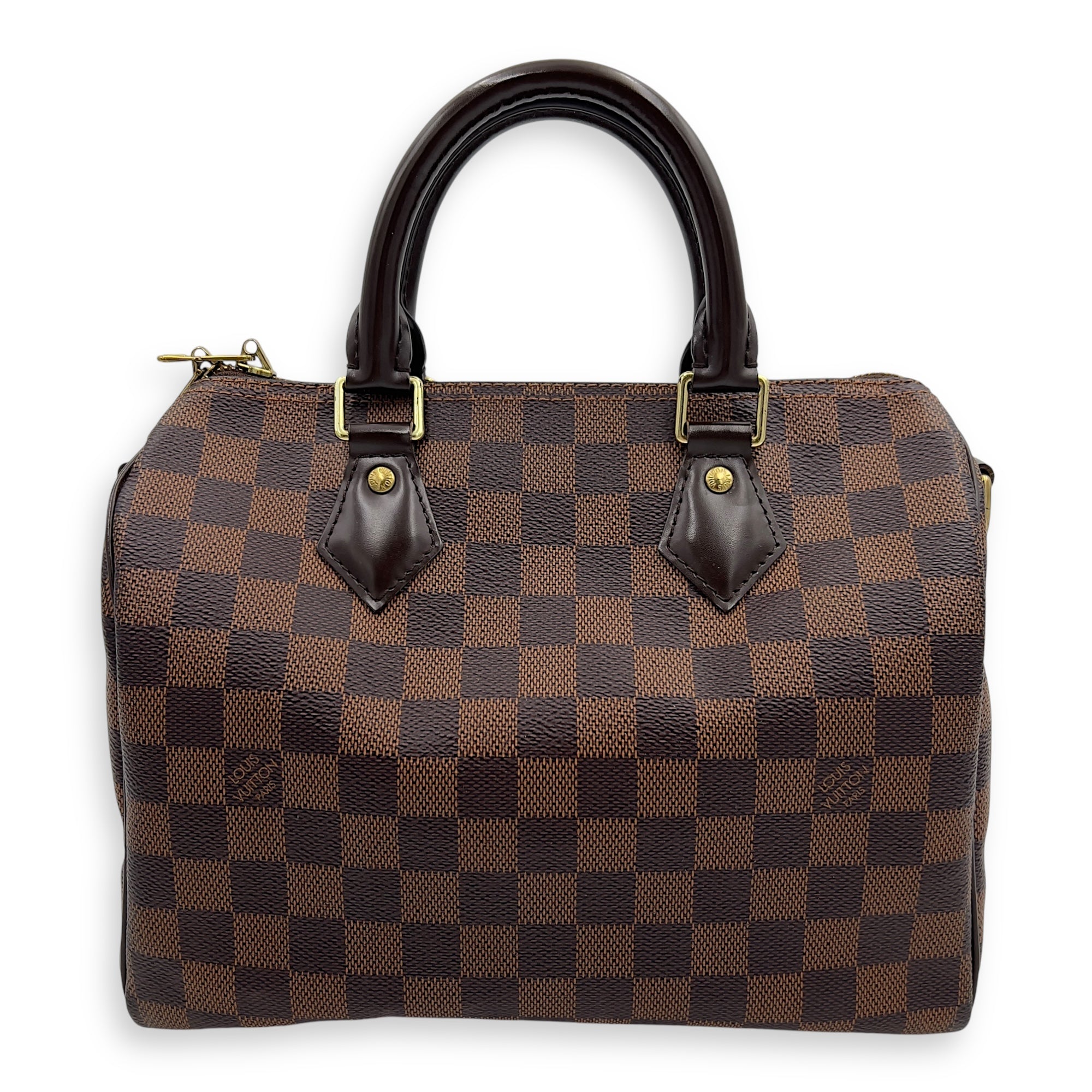 Louis Vuitton Speedy Bandouliere Top Handle Bag Brown in Coated Canvas, Gold hardware_1