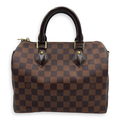 Louis Vuitton Speedy Bandouliere Top Handle Bag Brown in Coated Canvas, Gold hardware_1