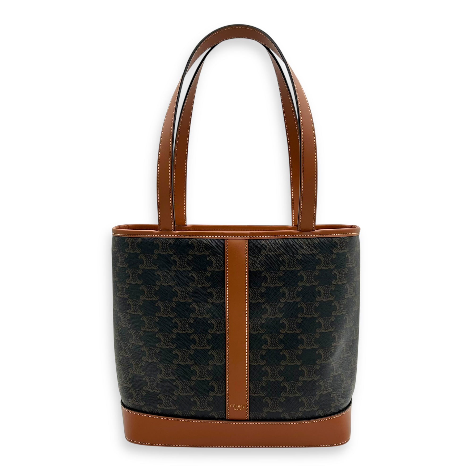 Celine Triomphe Tote Bag Brown in Coated Canvas, Gold hardware_1