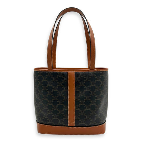 Celine Triomphe Tote Bag Brown in Coated Canvas, Gold hardware_1