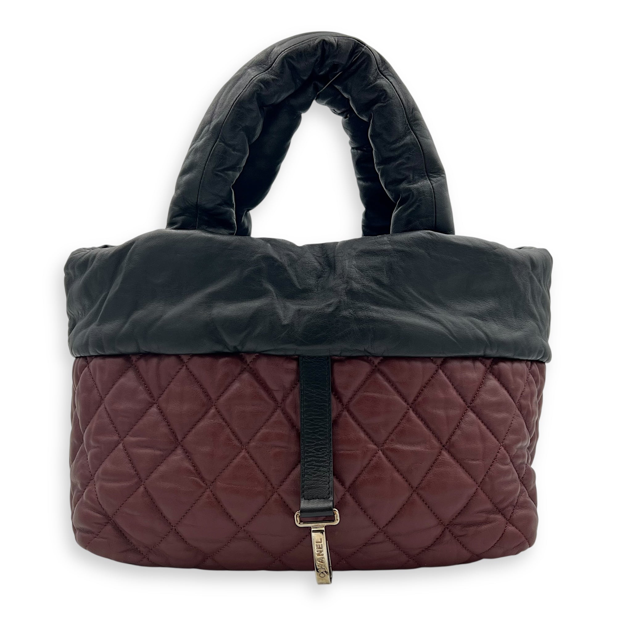 Chanel Reversible Cocoon Black Top Handle Bag in Calfskin, Silver hardware_1
