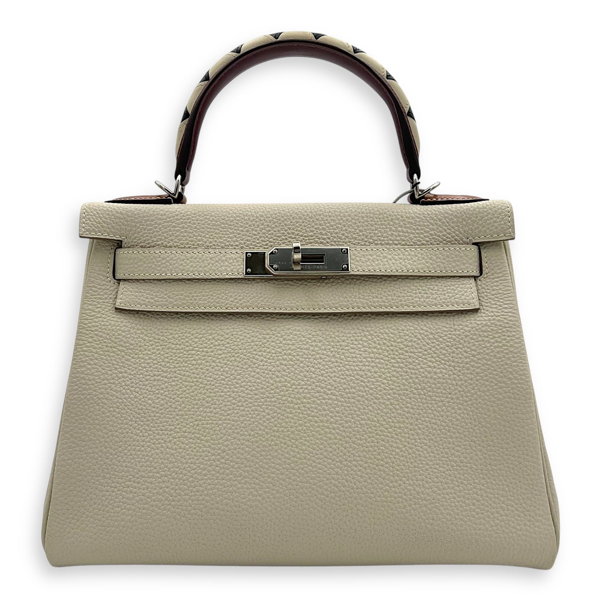 Hermès Kelly Craie/Black/Fauve/Rouge H in Togo, Palladium hardware_1