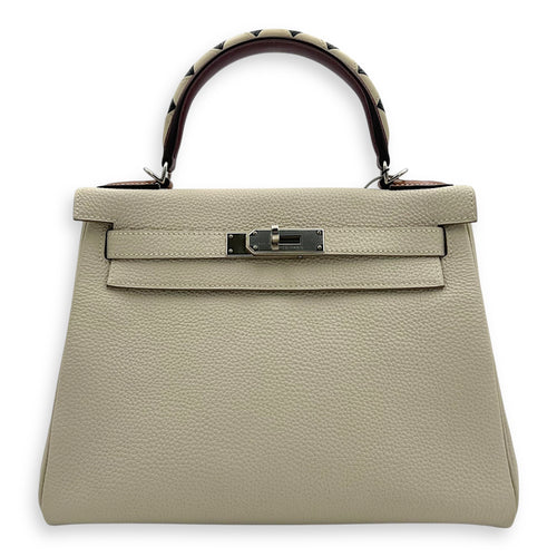 Hermès Kelly Craie/Black/Fauve/Rouge H in Togo, Palladium hardware_1