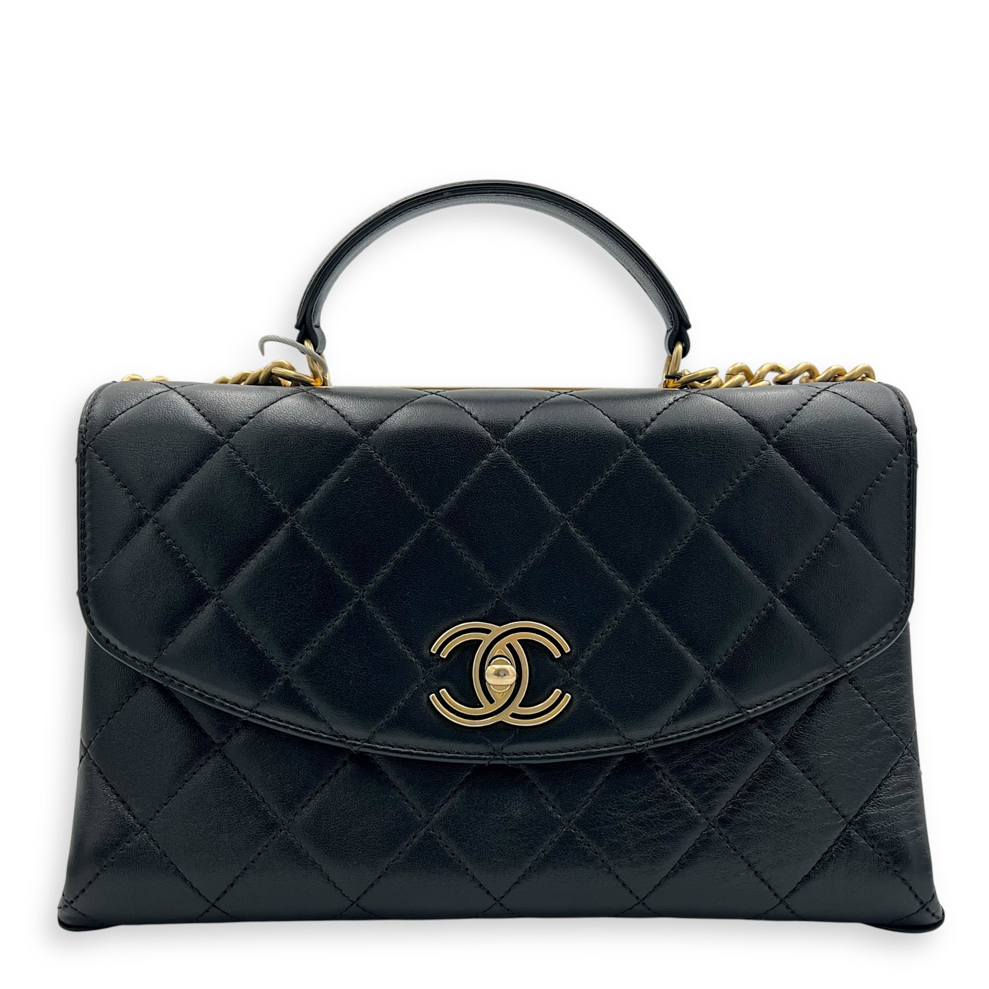 Chanel Trendy Spirit Black Top Handle Bag in Calfskin, Gold hardware_1
