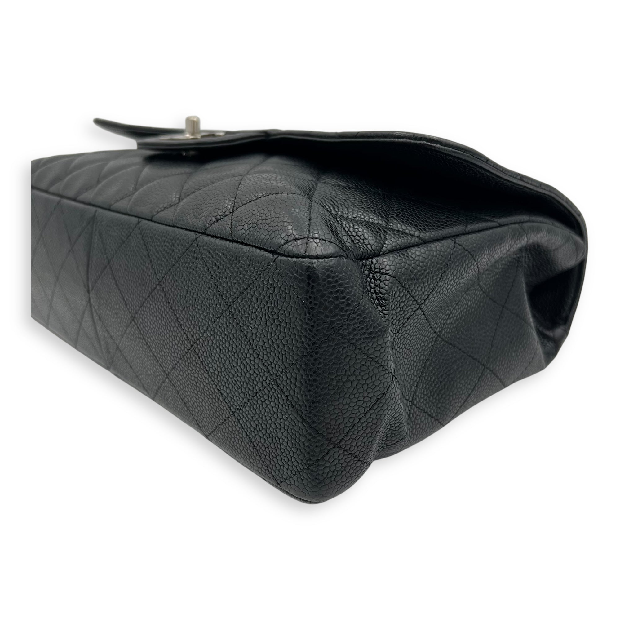 Chanel Classic Shoulder Bag Black in Caviar Leather, Silver hardware_9