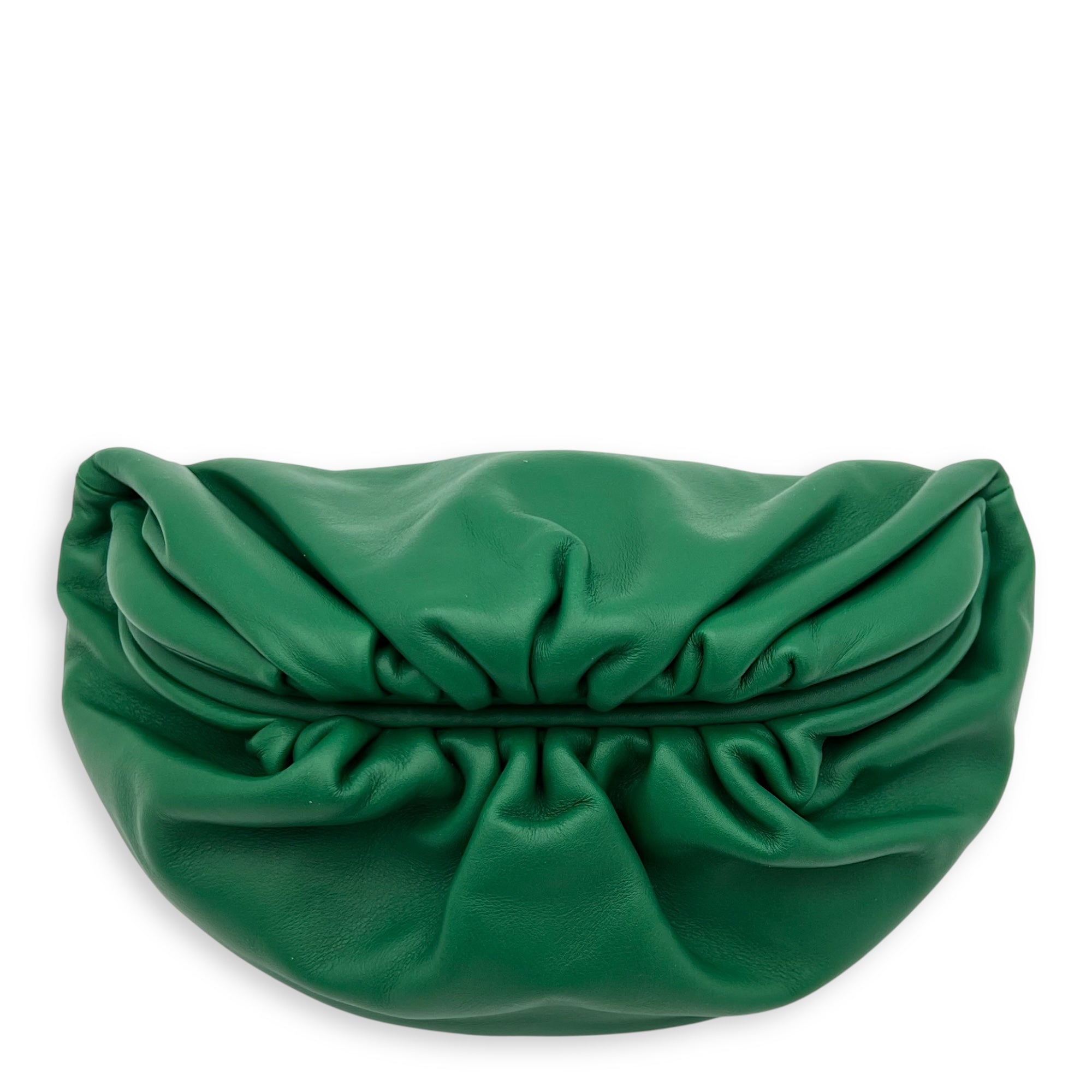 Bottega Veneta Pouch Crossbody Bag Green in Calfskin, Gold hardware_6