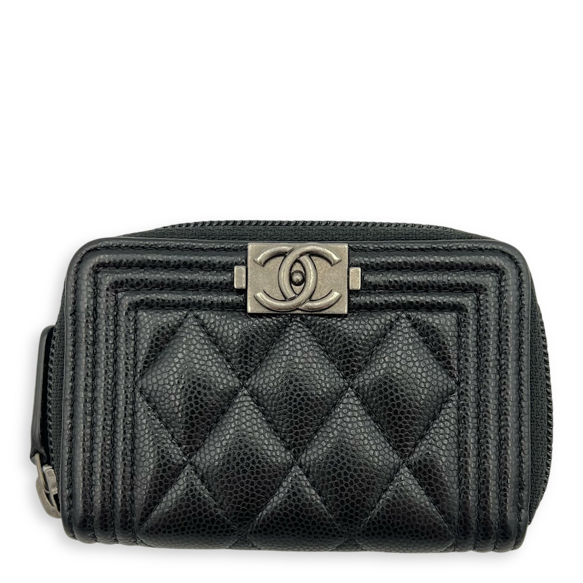 Chanel Boy Black Wallet in Caviar Leather, Ruthenium hardware_7