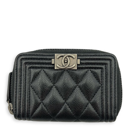 Chanel Boy Black Wallet in Caviar Leather, Ruthenium hardware_7