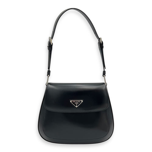 Prada Cleo Shoulder Bag Black in Calfskin, Silver hardware_10