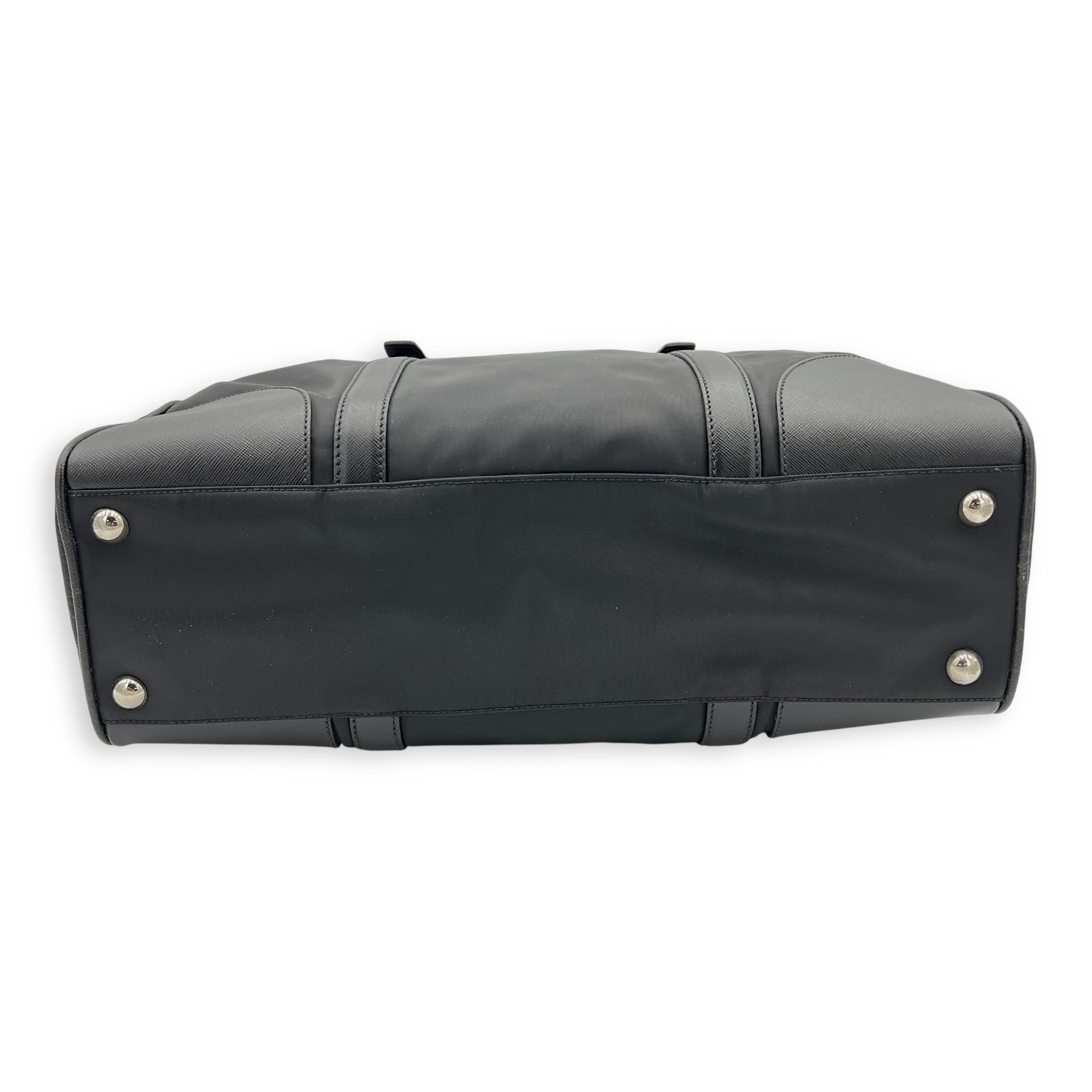 Prada Re-Nylon Top Handle Bag Black in Nylon, Silver hardware_5