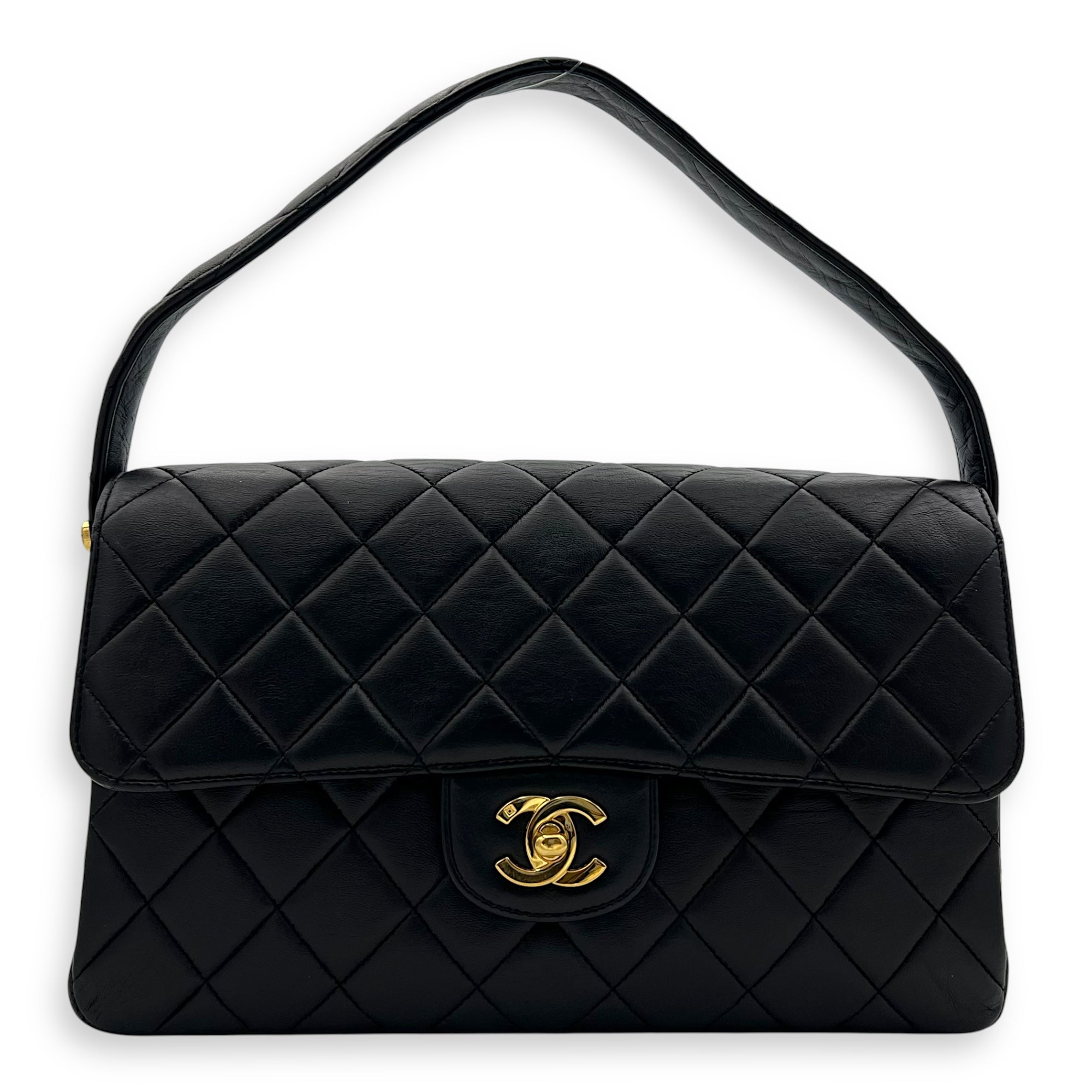 Chanel Vintage Double Face Flap Top Handle Bag Black in Calfskin, Gold hardware_1
