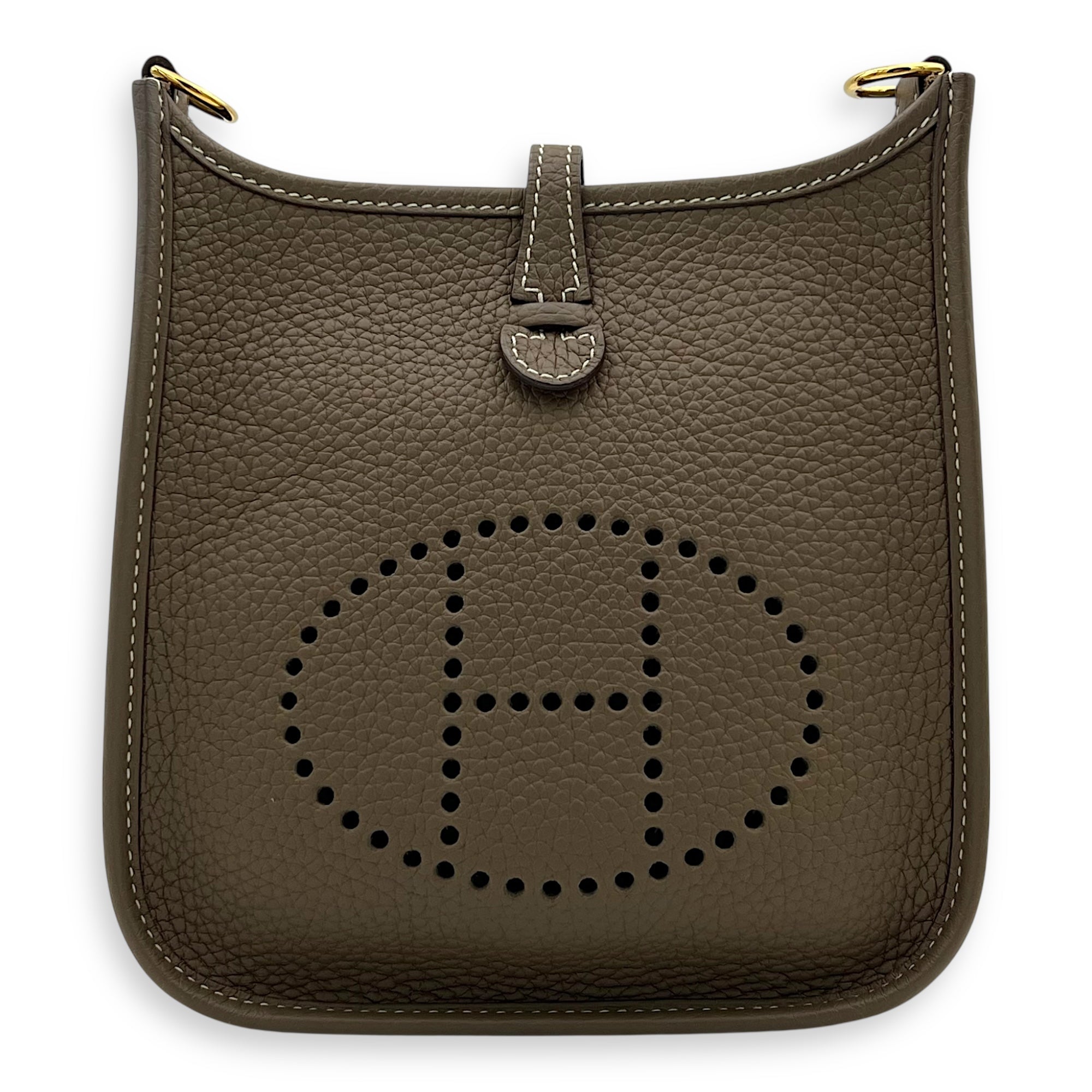 Hermès Evelyne TPM Etoupe Crossbody Bag in Clemence, Gold hardware_1