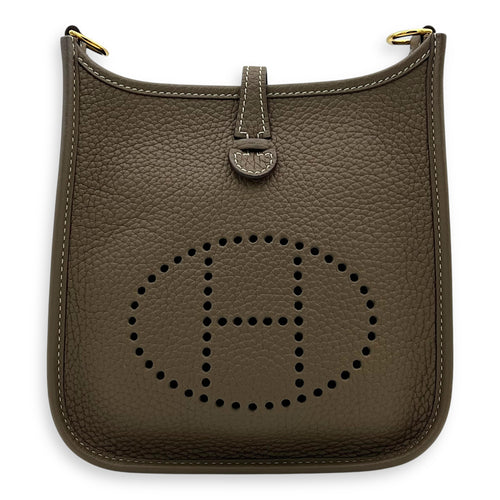 Hermès Evelyne TPM Etoupe Crossbody Bag in Clemence, Gold hardware_1