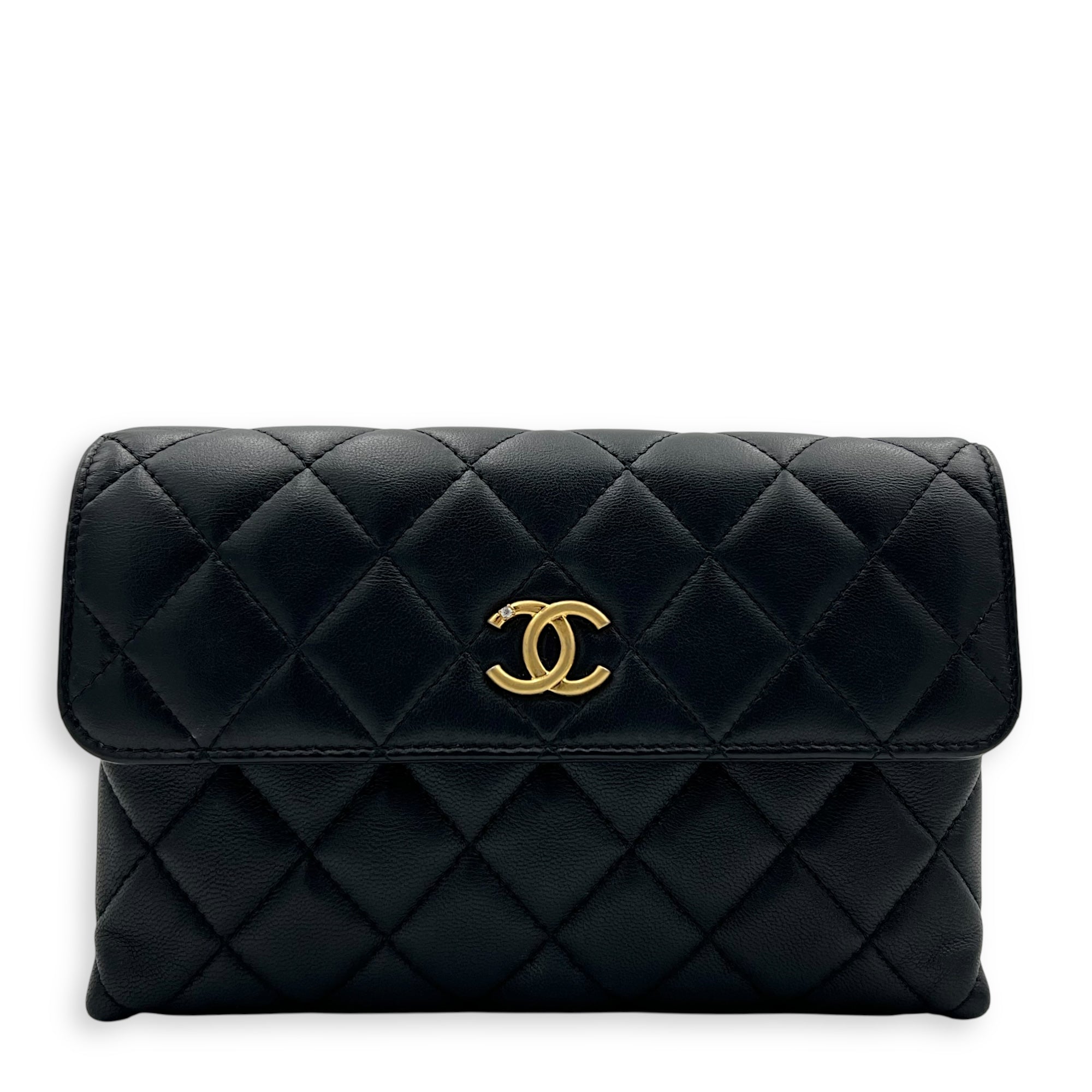 Chanel CC Wristlet Black in Lambskin, Gold hardware_1