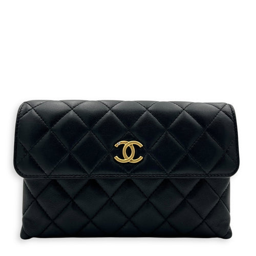Chanel CC Wristlet Black in Lambskin, Gold hardware_1