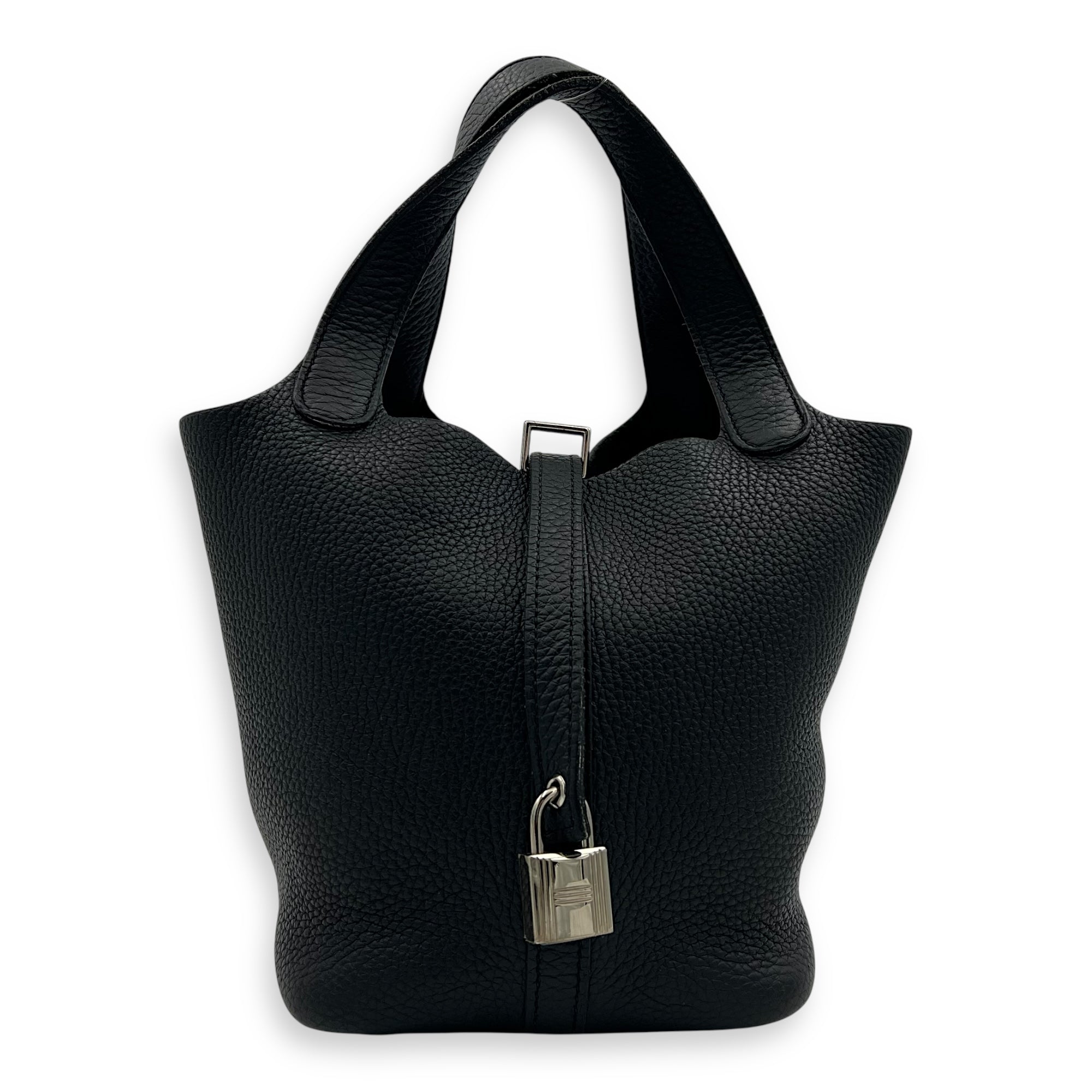 Hermès Picotin Noir in Clemence, Palladium hardware_1