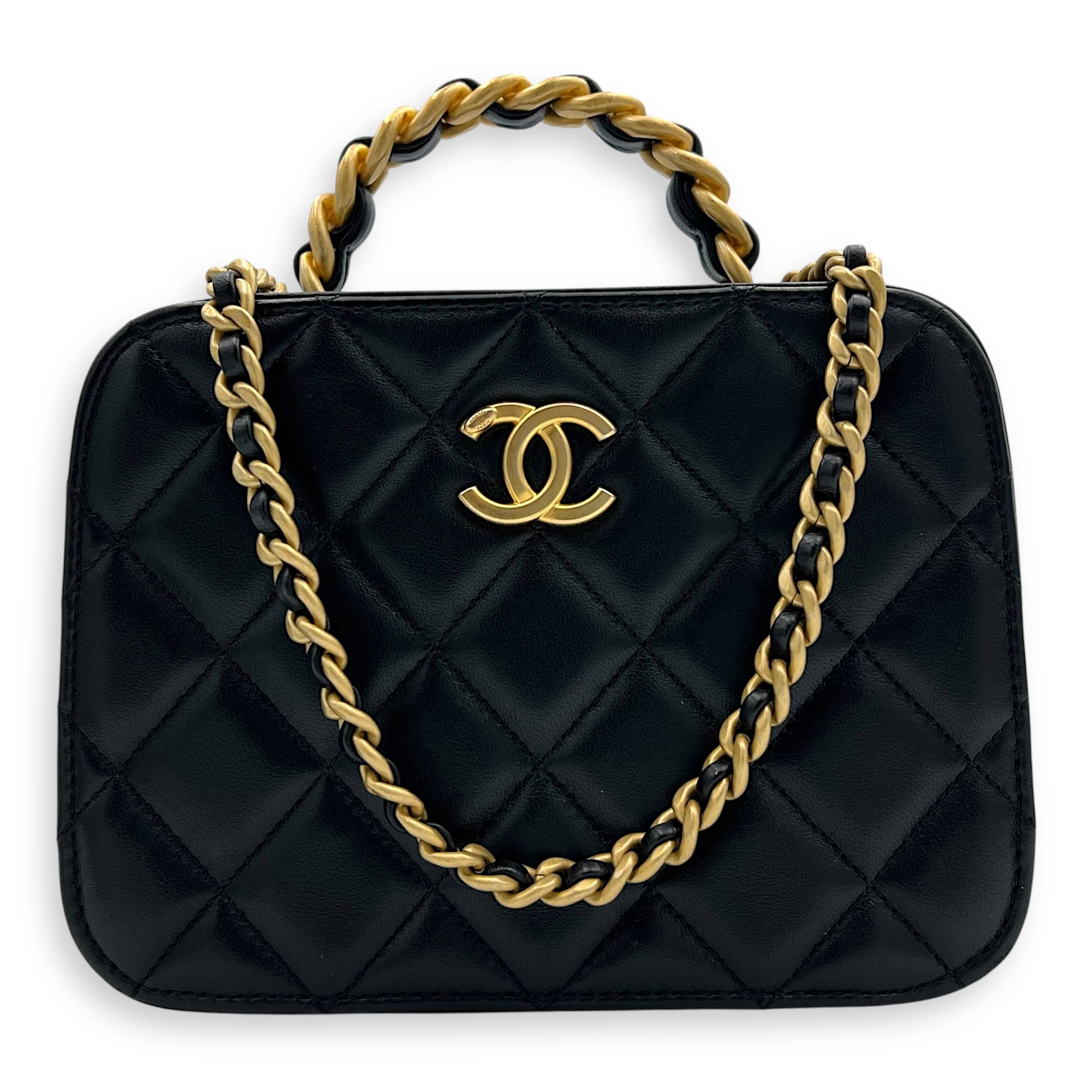 Chanel Vanity Chain Black Top Handle Bag in Lambskin, Gold hardware_1