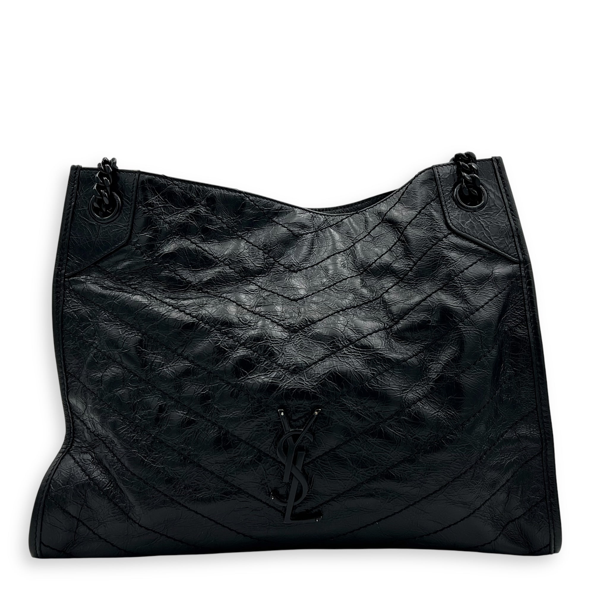 Saint Laurent Niki Tote Bag Black in Calfskin, Lacquered Metal hardware_1