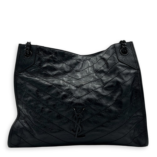 Saint Laurent Niki Tote Bag Black in Calfskin, Lacquered Metal hardware_1