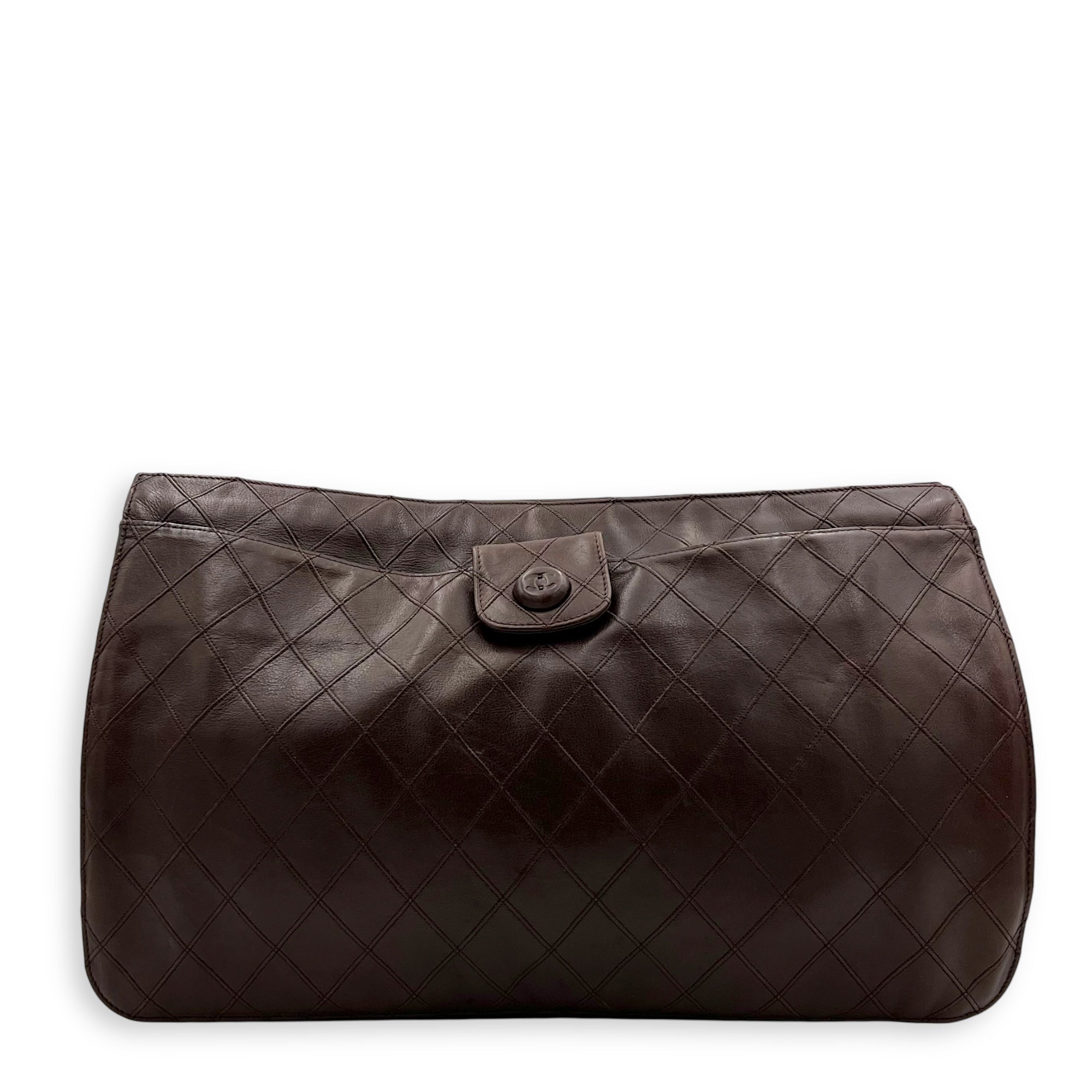 Chanel Vintage Pouch Brown in Calfskin, Antique Brass hardware_1