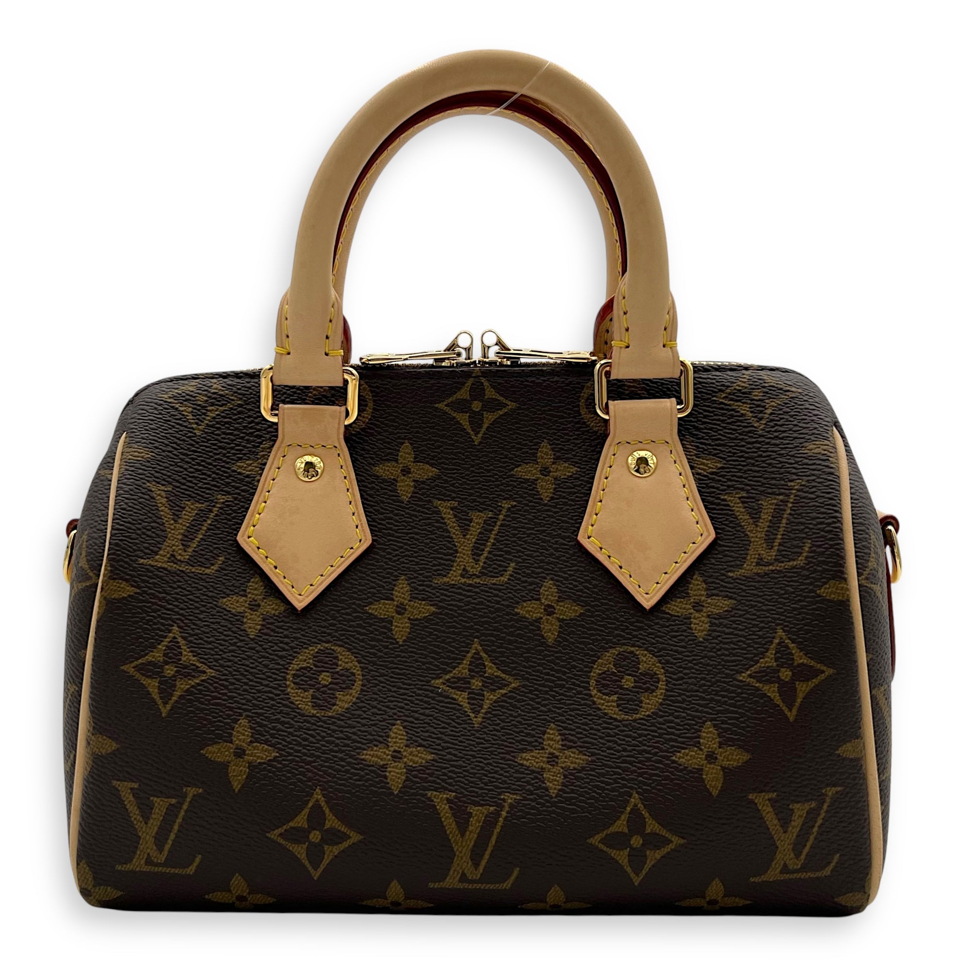Louis Vuitton Speedy Bandouliere Top Handle Bag 20 Brown in Monogram Coated Canvas, Gold hardware_1