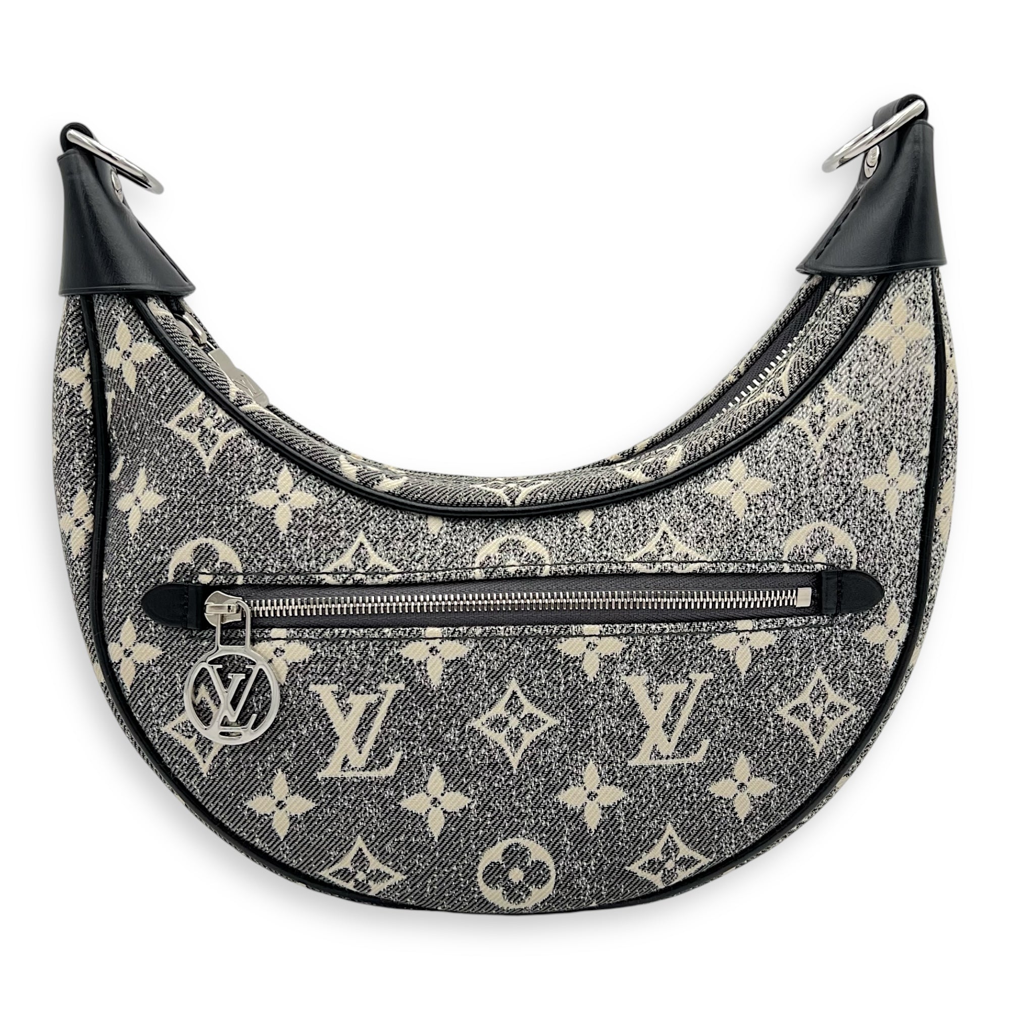 Louis Vuitton Loop Shoulder Bag Black in Denim, Silver hardware_13
