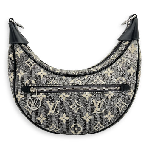 Louis Vuitton Loop Shoulder Bag Black in Denim, Silver hardware_13
