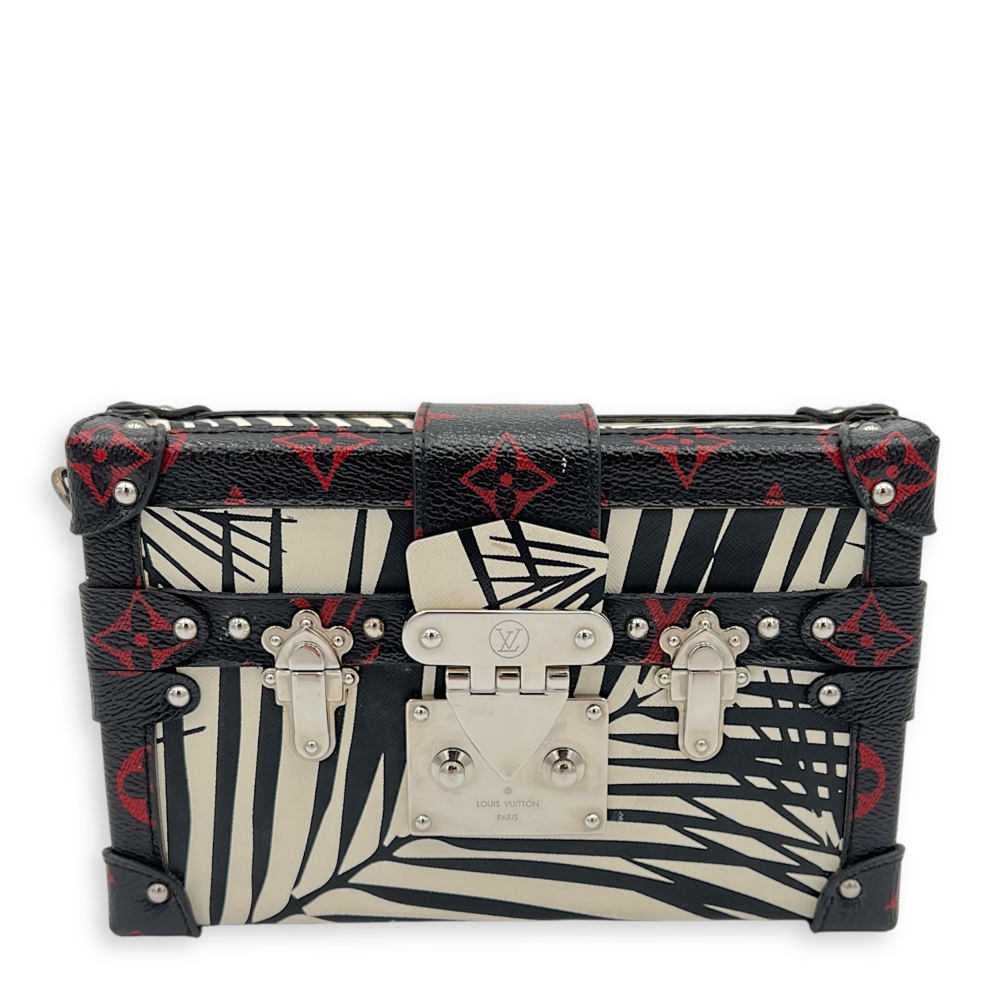 Louis Vuitton Trunk Shoulder Bag Palm Nour Cruise in Monogram Coated Canvas, Silver hardware_9
